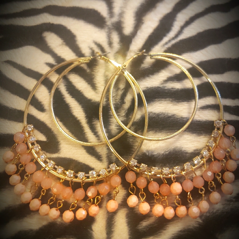 Gold hoops with beaded detailing